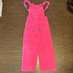Mini Boden Pink Corduroy Overalls with Ruffle Straps 7-8